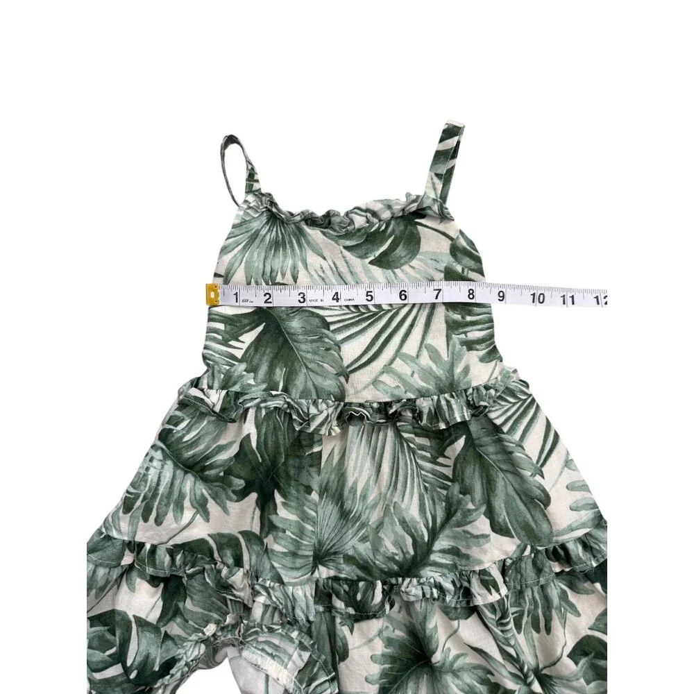 Janie & Jack Girls Tropical Print Ruffle Dress Sleeveless Green White 18-24 mos - Picture 4 of 6